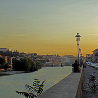 Buy canvas prints of sunset at the river Arno by paul ratcliffe