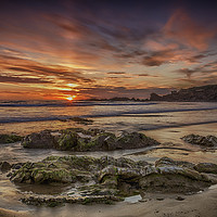 Buy canvas prints of Sunset at Crooklets Beach by John Cummings