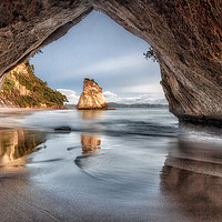 Buy canvas prints of Sunrise at Cathedral Cove, Coromandel, New Zealand by John Cummings