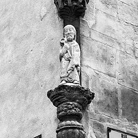 Buy canvas prints of Medieval Statue with key - Monochrome. by Paul Cullen
