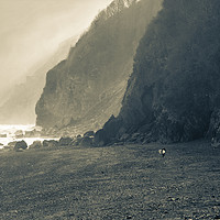 Buy canvas prints of Surfer at Lynmouth. by Paul Cullen