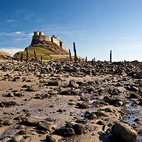 Buy canvas prints of Lindisfarne Castle at low tide. by Paul Cullen
