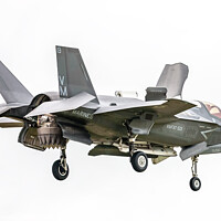 Buy canvas prints of Lockheed Martin F35 shows it tail in the hover. by Steve de Roeck