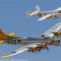 Buy canvas prints of Boeing B17 Fuddy Duddy And Mitchell B25 by Steve de Roeck