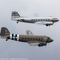 Buy canvas prints of A pair of DC3 Dakotas fly in close formation by Steve de Roeck