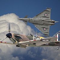 Buy canvas prints of Spitfire and Typhoon Fly Past. by Steve de Roeck