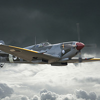 Buy canvas prints of Lone Hunter, Spitfire Mk 9 by Steve de Roeck