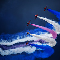 Buy canvas prints of Red Arrows, Stormy Sky. by Steve de Roeck