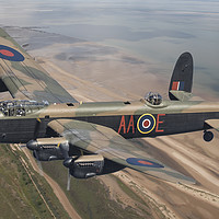 Buy canvas prints of Avro Lancaster of 75 Squadron RAF crosses the coas by Steve de Roeck