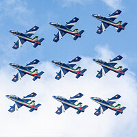 Buy canvas prints of Frecce Tricolore Perfect Flying by Steve de Roeck
