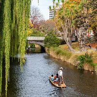 Buy canvas prints of Punting On The River, Christchurch by Steve de Roeck