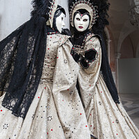 Buy canvas prints of Black & White At The Carnival Of Venice by Steve de Roeck