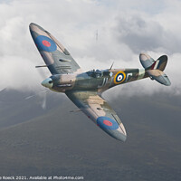 Buy canvas prints of Spitfire Above The Clouds by Steve de Roeck