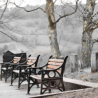 Buy canvas prints of Winter Benches by Joshua Saunders