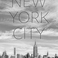 Buy canvas prints of NYC Midtown Manhattan | Text & Skyline by Melanie Viola
