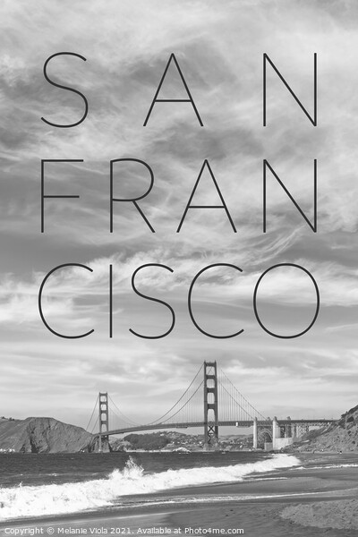 Golden Gate Bridge & Baker Beach | Text & Skyline Picture Board by Melanie Viola