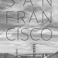 Buy canvas prints of Golden Gate Bridge & Baker Beach | Text & Skyline by Melanie Viola