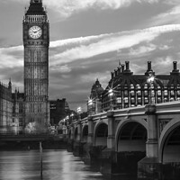 Buy canvas prints of Evening at Westminster Bridge | monochrome by Melanie Viola