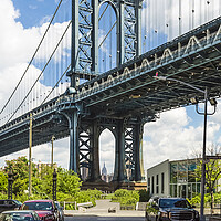 Buy canvas prints of NEW YORK CITY Manhattan Bridge | upright panorama by Melanie Viola
