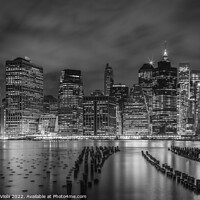 Buy canvas prints of NEW YORK CITY Monochrome Night Impressions  by Melanie Viola
