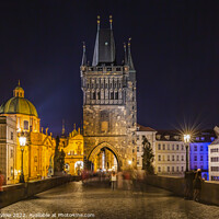 Buy canvas prints of Evening bustle at the Charles Bridge in Prague by Melanie Viola