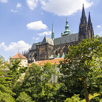 Buy canvas prints of PRAGUE St. Vitus Cathedral with castle grounds by Melanie Viola