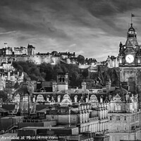 Buy canvas prints of Evening impression from Edinburgh - panorama monochrome by Melanie Viola