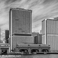 Buy canvas prints of LOWER MANHATTAN and Whitehall Terminal | Monochrome Panorama by Melanie Viola