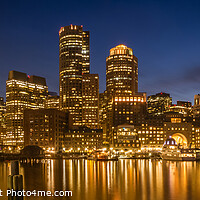 Buy canvas prints of BOSTON Fan Pier Park & Skyline in the evening | Panoramic by Melanie Viola