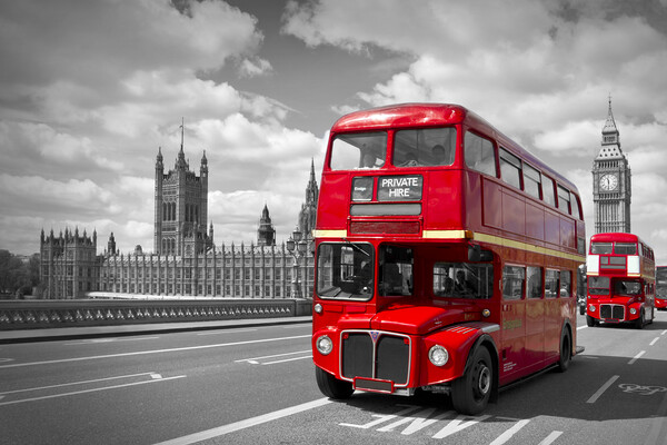 Red Buses in London Picture Board by Melanie Viola
