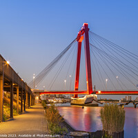 Buy canvas prints of ROTTERDAM Willemsbrug and Boompjeskade in the evening by Melanie Viola