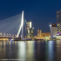 Buy canvas prints of ROTTERDAM Erasmus Bridge at night | Panorama by Melanie Viola