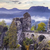 Buy canvas prints of Saxon Switzerland National Park - view to Bastei Bridge by Melanie Viola