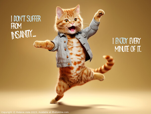 FUNNY CAT Dancing like crazy Picture Board by Melanie Viola