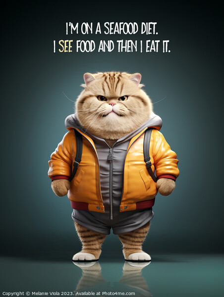 FUNNY CAT Seafood Diet Picture Board by Melanie Viola