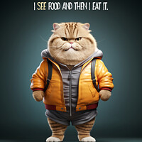 Buy canvas prints of FUNNY CAT Seafood Diet by Melanie Viola