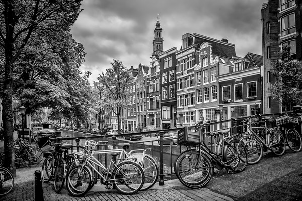 AMSTERDAM Flower Canal black and white Picture Board by Melanie Viola
