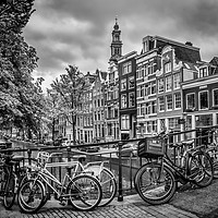 Buy canvas prints of AMSTERDAM Flower Canal black and white by Melanie Viola