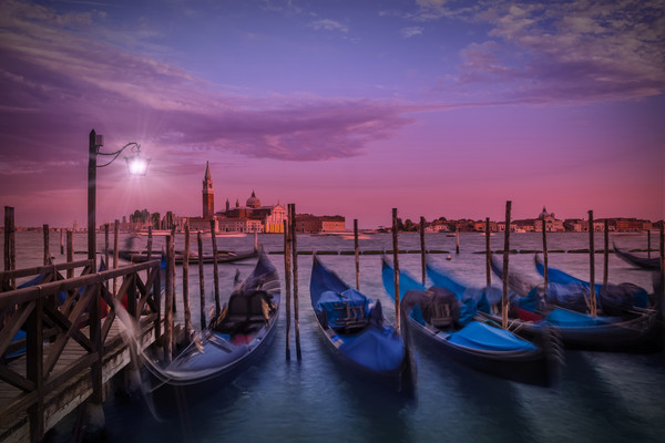 VENICE Gondolas at Sunset Picture Board by Melanie Viola