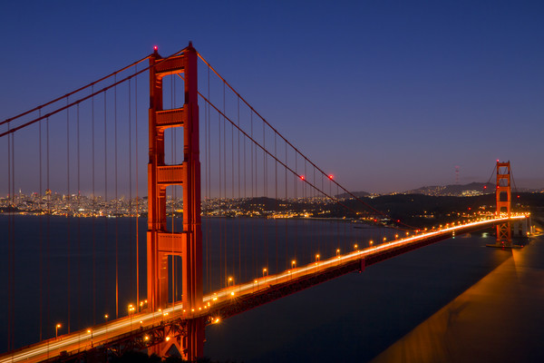 Golden Gate Bridge at Night Picture Board by Melanie Viola