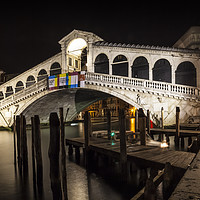 Buy canvas prints of VENICE Rialto Bridge at Night by Melanie Viola