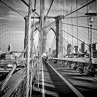 Buy canvas prints of NYC Brooklyn Bridge | Monochrome by Melanie Viola