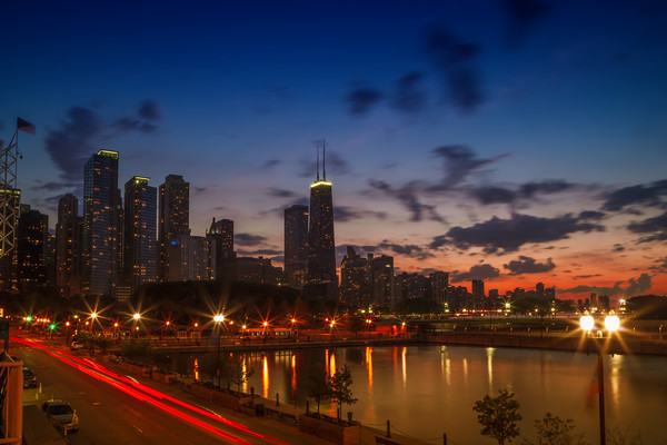 CHICAGO Sunset Picture Board by Melanie Viola