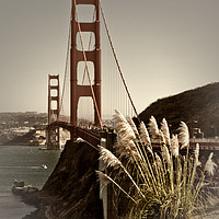 Buy canvas prints of Urban Golden Gate Bridge by Melanie Viola