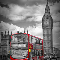Buy canvas prints of LONDON Houses Of Parliament And Red Bus by Melanie Viola