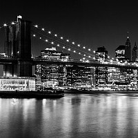 Buy canvas prints of Night Skyline MANHATTAN Brooklyn Bridge by Melanie Viola