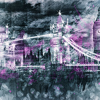 Buy canvas prints of Modern-Art LONDON Tower Bridge & Big Ben Composing by Melanie Viola