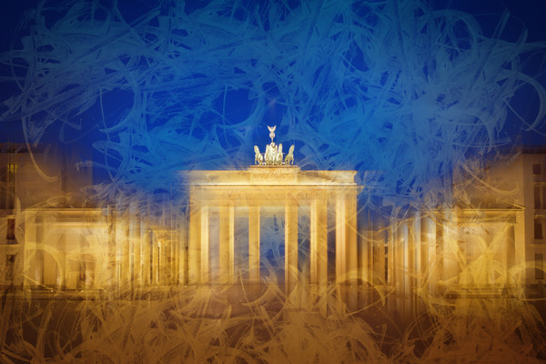 Modern Art BERLIN Brandenburg Gate Picture Board by Melanie Viola