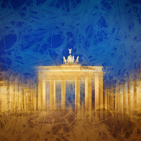 Buy canvas prints of Modern Art BERLIN Brandenburg Gate by Melanie Viola