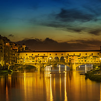Buy canvas prints of FLORENCE Ponte Vecchio at Sunset by Melanie Viola